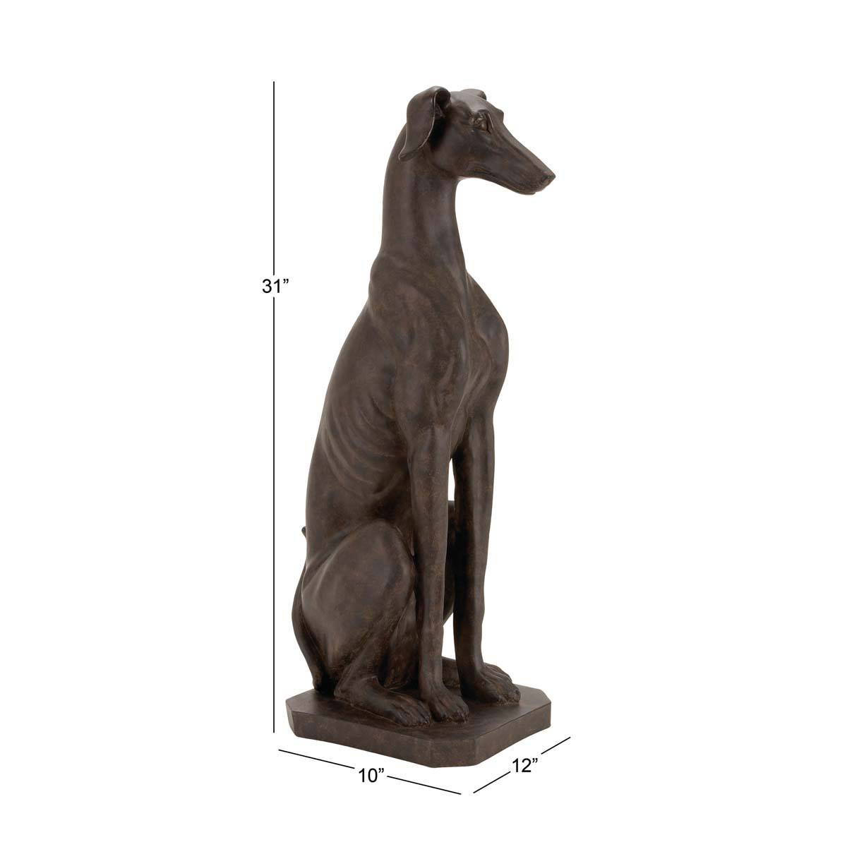 9th & Pike(R) Brown Polystone Greyhound Dog Sculpture