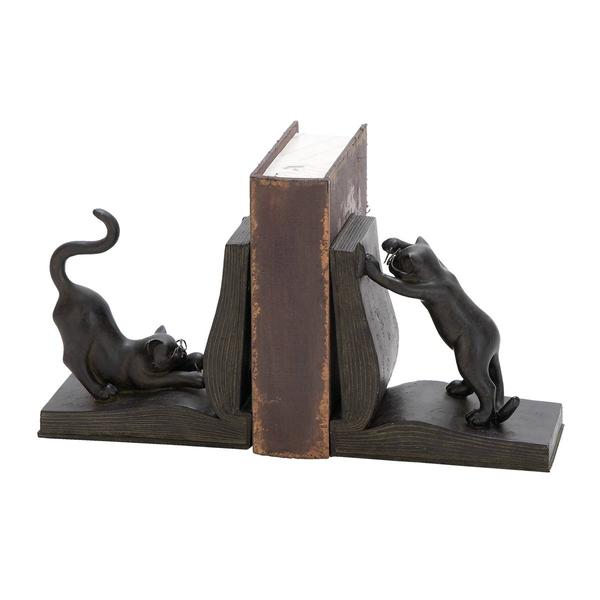 9th & Pike(R) Rustic Book and Cat Bookend Pair