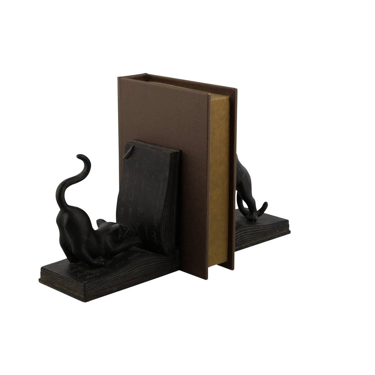 9th & Pike(R) Rustic Book And Cat Bookend Pair