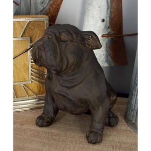 9th & Pike(R) Brown Polystone Bulldog Sculpture alternate view