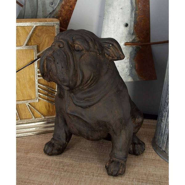 9th & Pike(R) Brown Polystone Bulldog Sculpture alternate view
