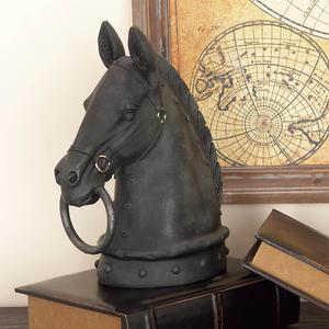 9th & Pike(R) Black Polystone Horse Head Sculpture alternate view