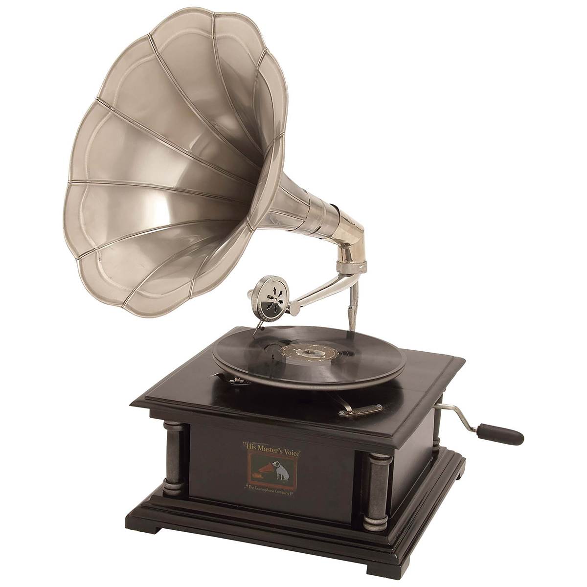 9th & Pike(R) Black Mango Wood Vintage Gramophone