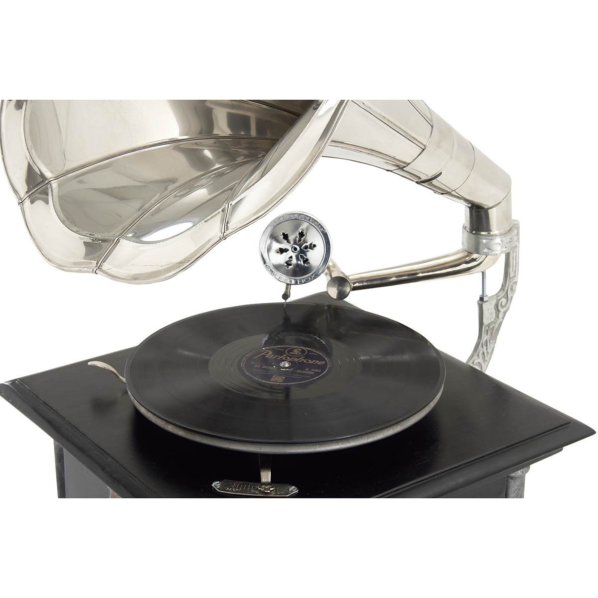 9th & Pike(R) Black Mango Wood Vintage Gramophone