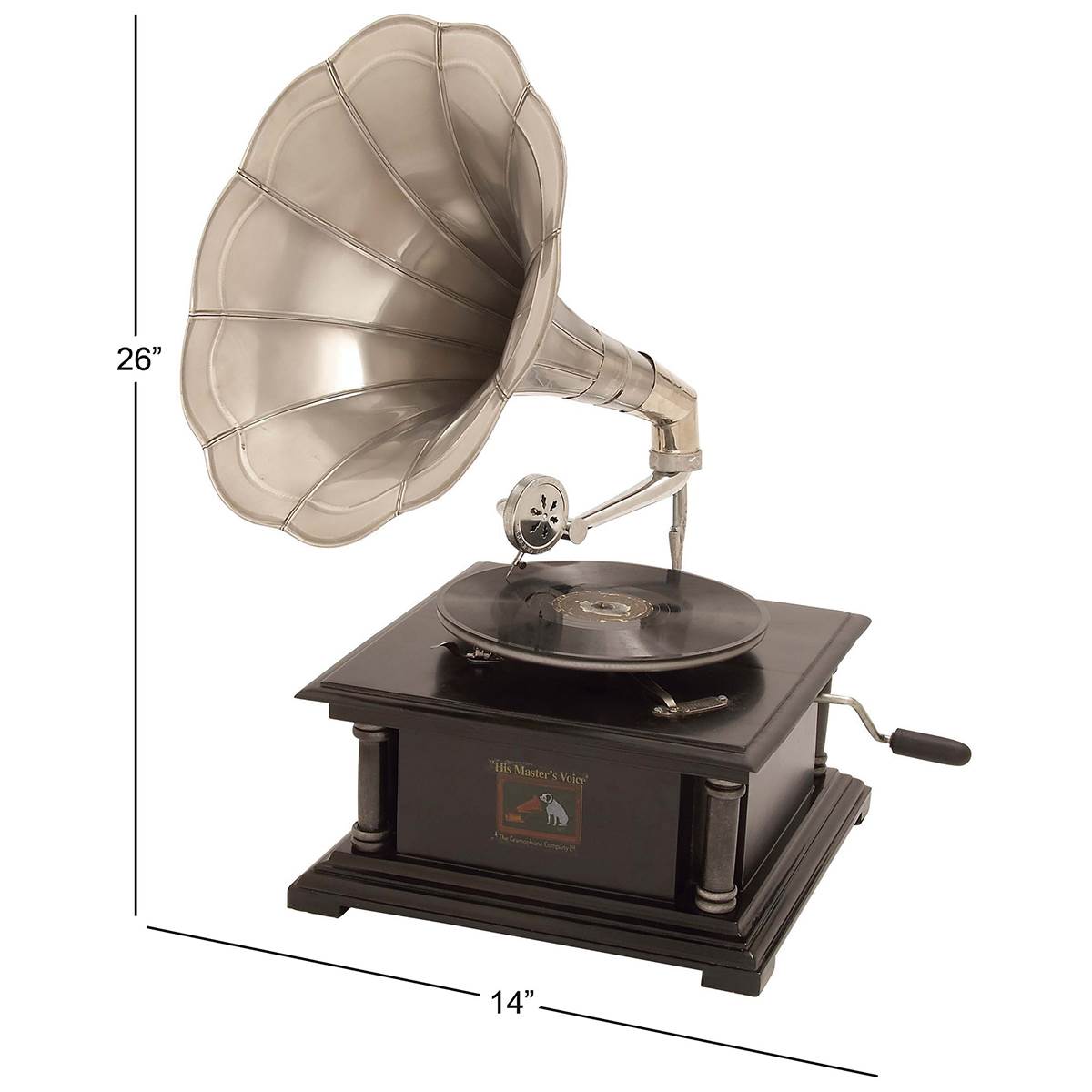 9th & Pike(R) Black Mango Wood Vintage Gramophone