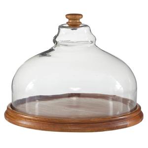 9th & Pike(R) Round Wood Plate with Cloche Cover