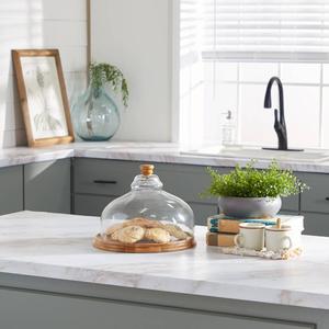 9th & Pike(R) Round Wood Plate with Cloche Cover alternate view