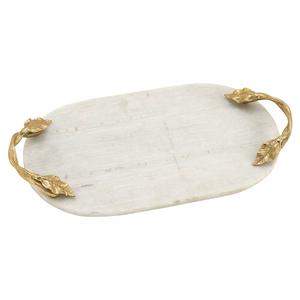 9th & Pike(R) White Marble and Aluminum Serving Tray