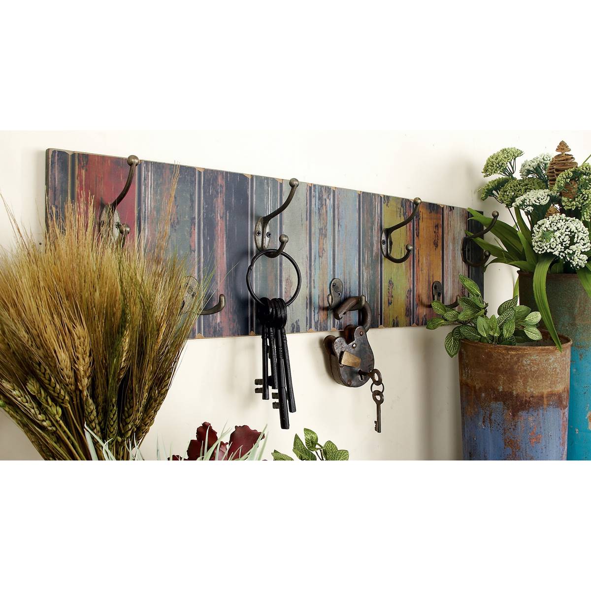 9th & Pike(R) Multi-Color Wood Wall Panel With Hooks