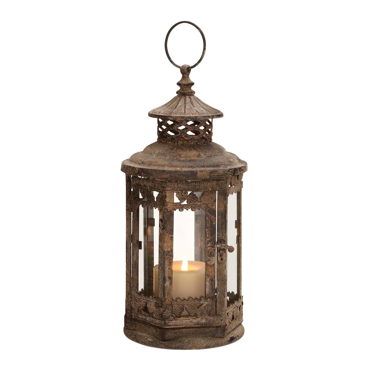 9th & Pike(R) Brown Iron Rustic Votive Candle Holder Lantern