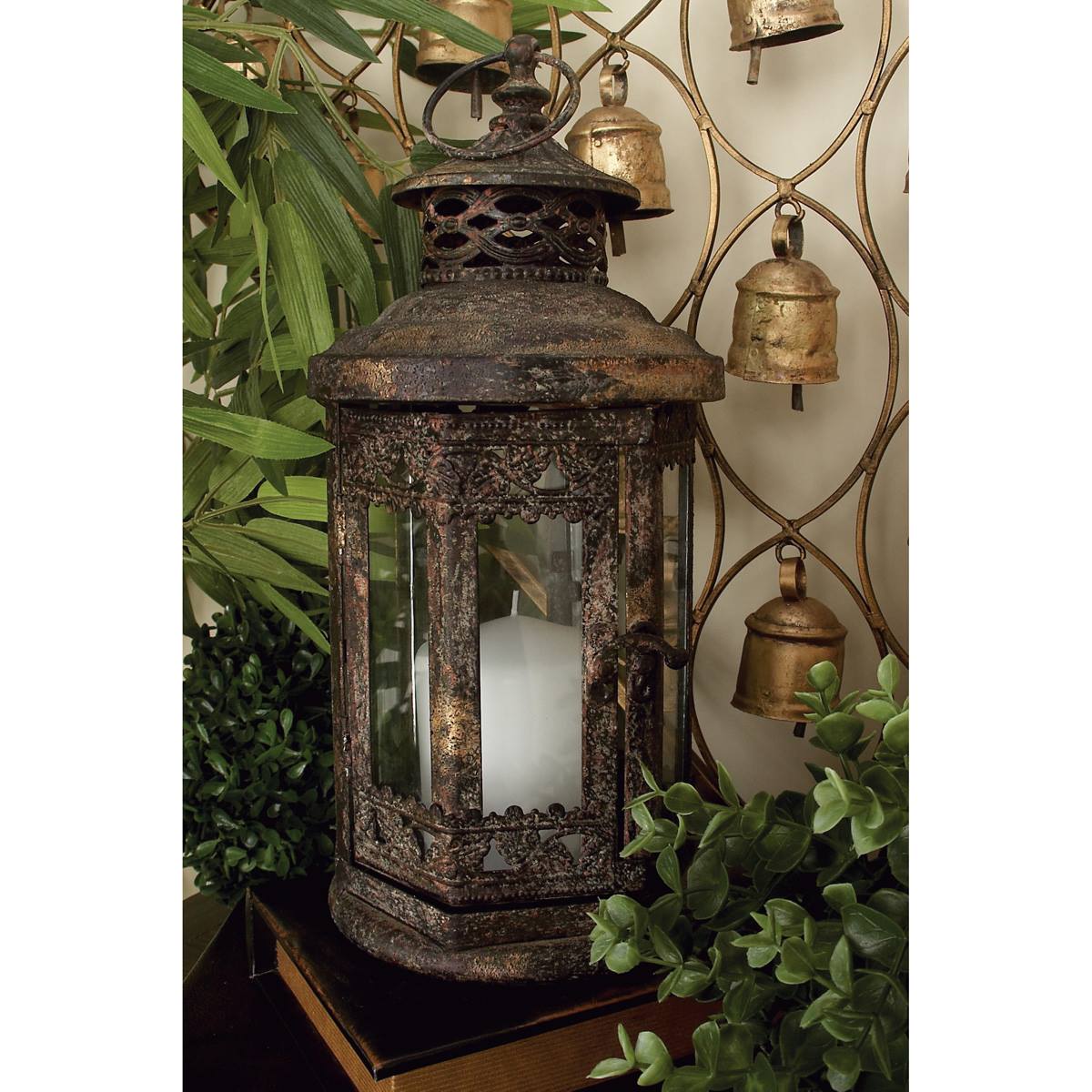 9th & Pike(R) Brown Iron Rustic Votive Candle Holder Lantern