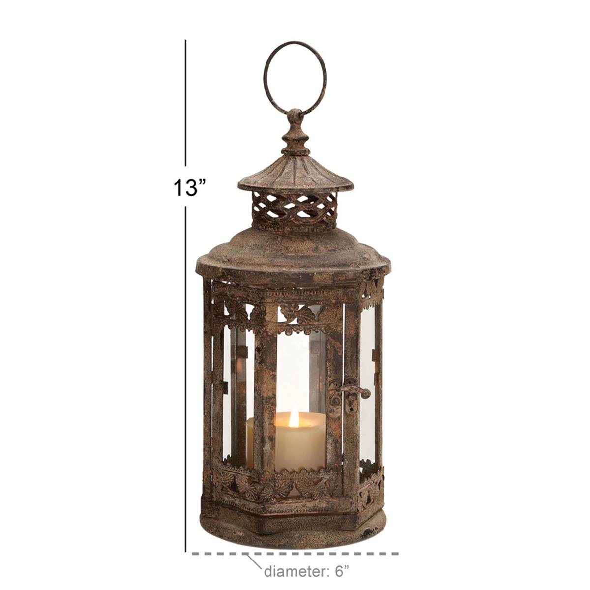 9th & Pike(R) Brown Iron Rustic Votive Candle Holder Lantern