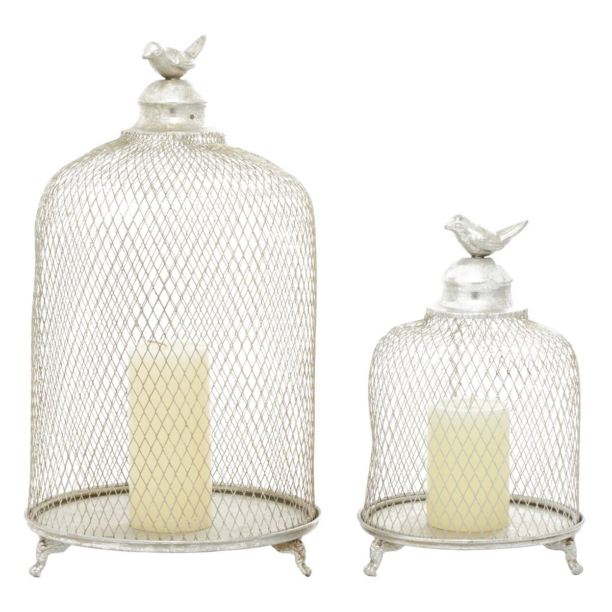 9th & Pike(R) Metal Cloche Candle Holder Lanterns - Set Of 2