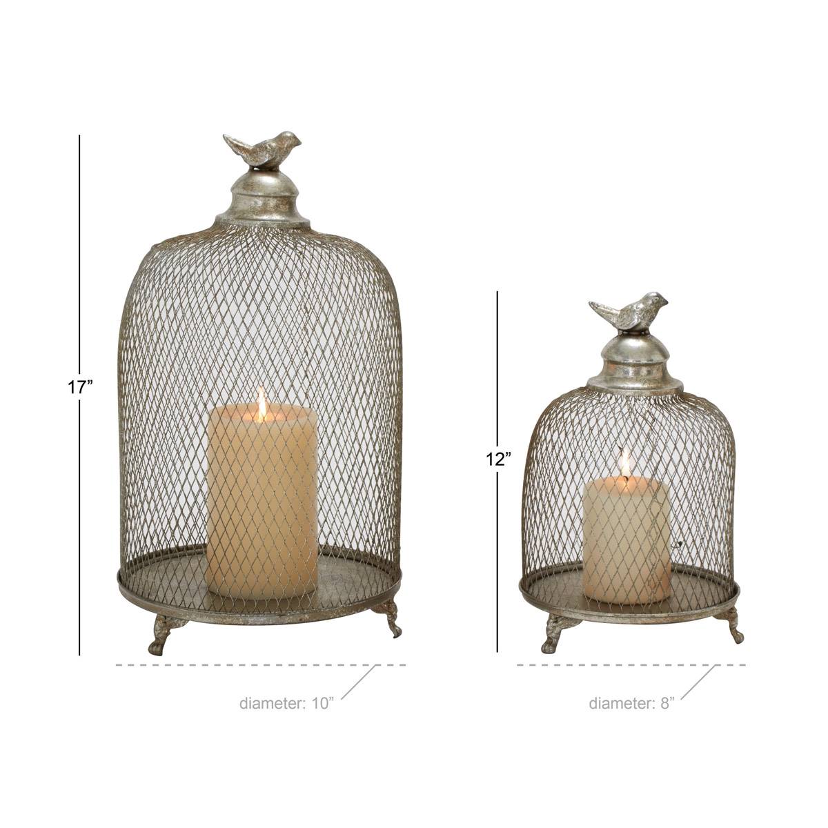 9th & Pike(R) Metal Cloche Candle Holder Lanterns - Set Of 2