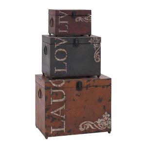 9th & Pike(R) Metal Chest Storage Trunk Boxes - Set Of 3