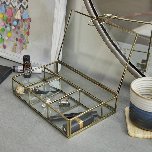 CosmoLiving by Cosmopolitan Gold Glass Jewelry Box alternate view