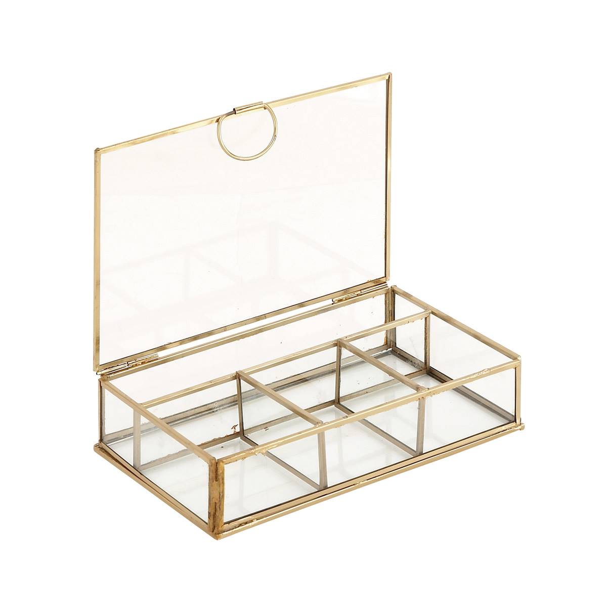 CosmoLiving By Cosmopolitan Gold Glass Jewelry Box