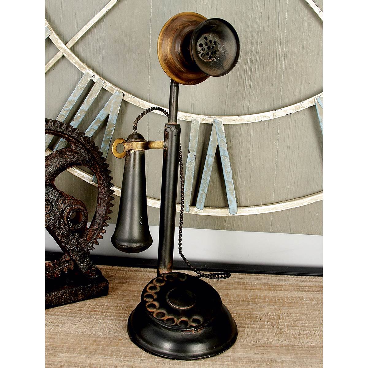 9th & Pike(R) Black Iron Vintage Antique Phone