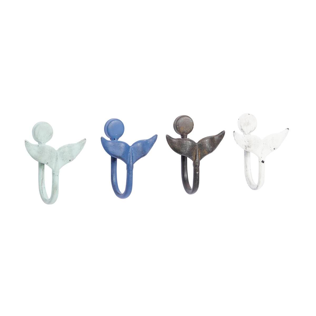 9th & Pike(R) Multi-Colored Metal Whale Tail Hooks - Set of 4 9th & Pike(R) Multi-Colored Metal Whale Tail Hooks - Set of 4