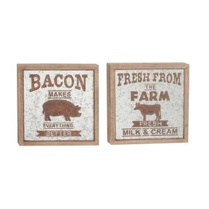9th & Pike(R) Framed Cow and Pig Farmhouse Wall Signs - Set of 2