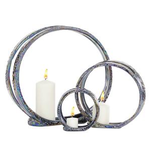 9th & Pike(R) Silver Ceramic Glam Candlestick Holders - Set of 2