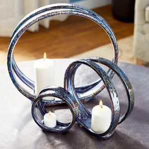 9th & Pike(R) Silver Ceramic Glam Candlestick Holders - Set of 2 alternate view