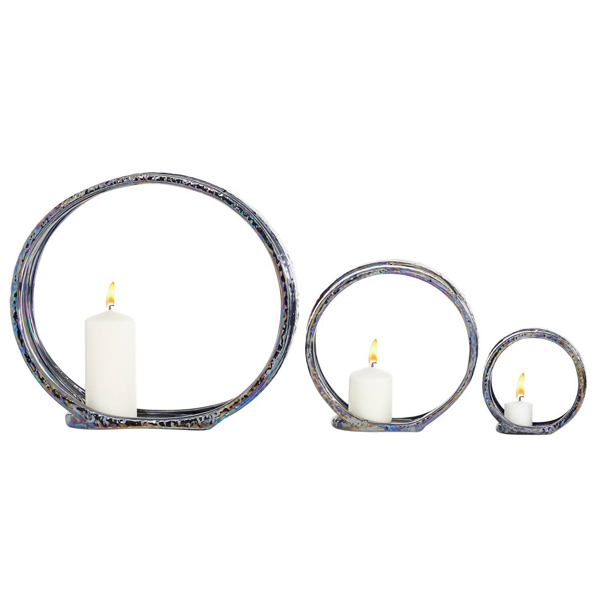 9th & Pike(R) Silver Ceramic Glam Candlestick Holders - Set Of 2