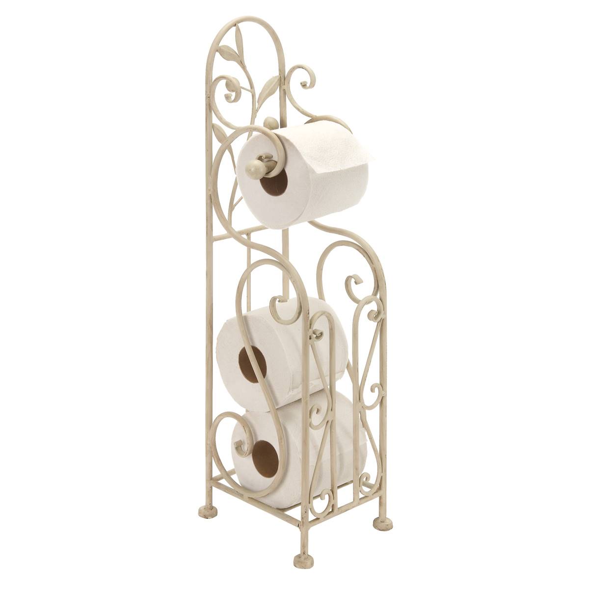 9th & Pike(R) Cream Iron Traditional Toilet Paper Towel Holder