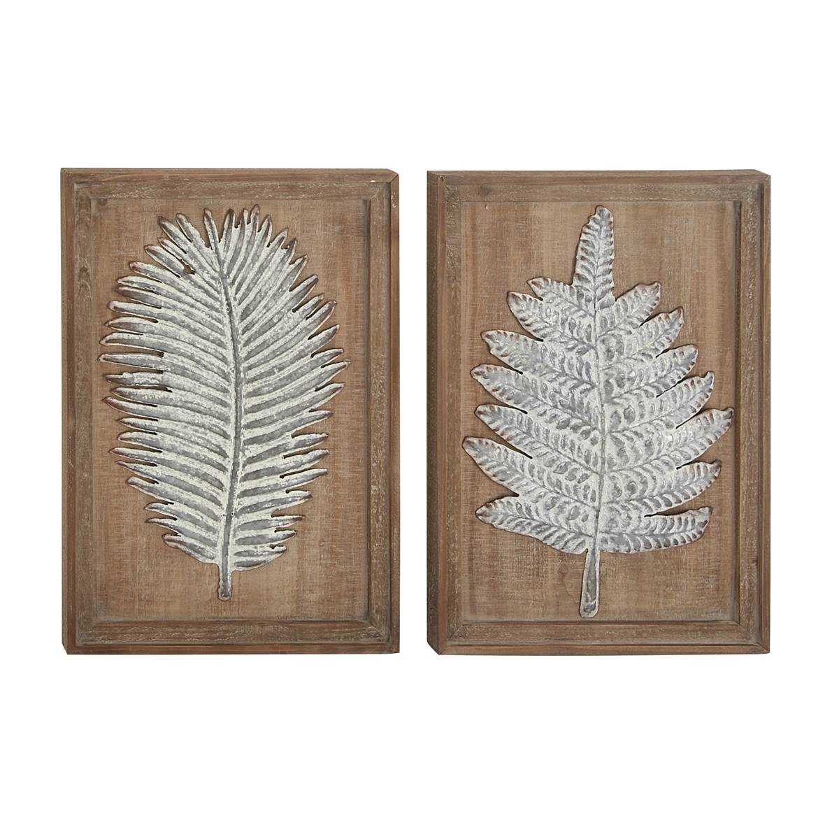 9th & Pike(R) Rectangular Wood And Metal Wall Decor - Set Of 2