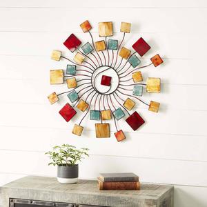 9th & Pike(R) Brown Modern Abstract Round Metal Wall Decor alternate view