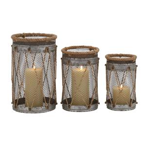 9th & Pike(R) Can And Burlap Farmhouse Candle Holders - Set Of 3