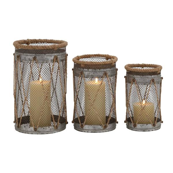 9th & Pike(R) Can And Burlap Farmhouse Candle Holders - Set Of 3