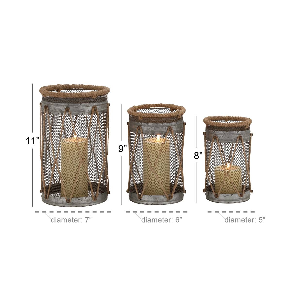 9th & Pike(R) Can And Burlap Farmhouse Candle Holders - Set Of 3