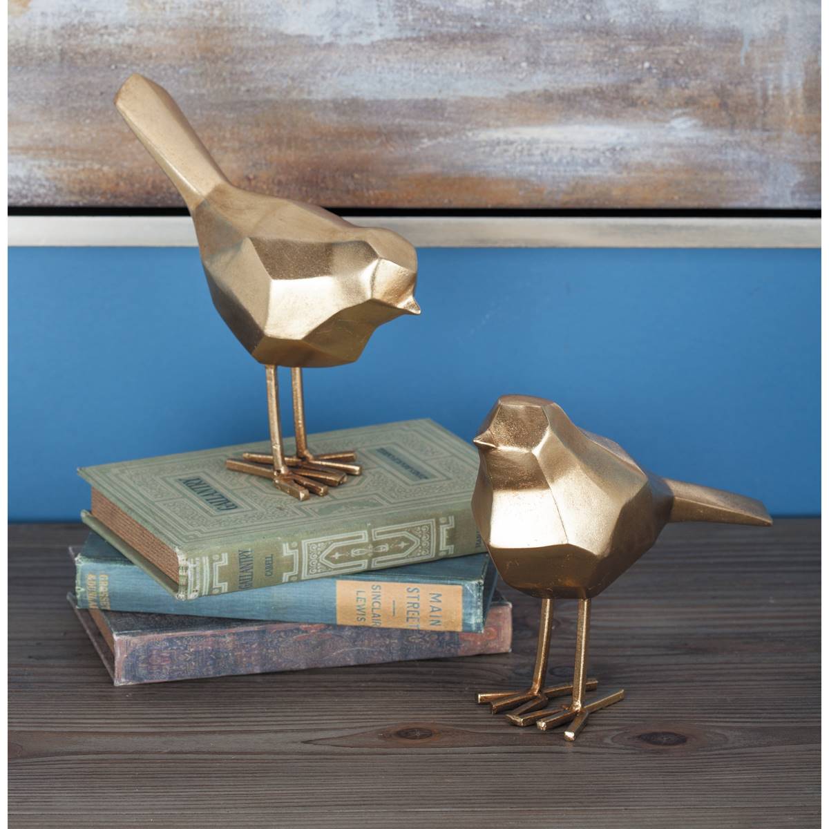 Set Of 2 9th & Pike(R) Modern Gold Bird Figurines Table Decor