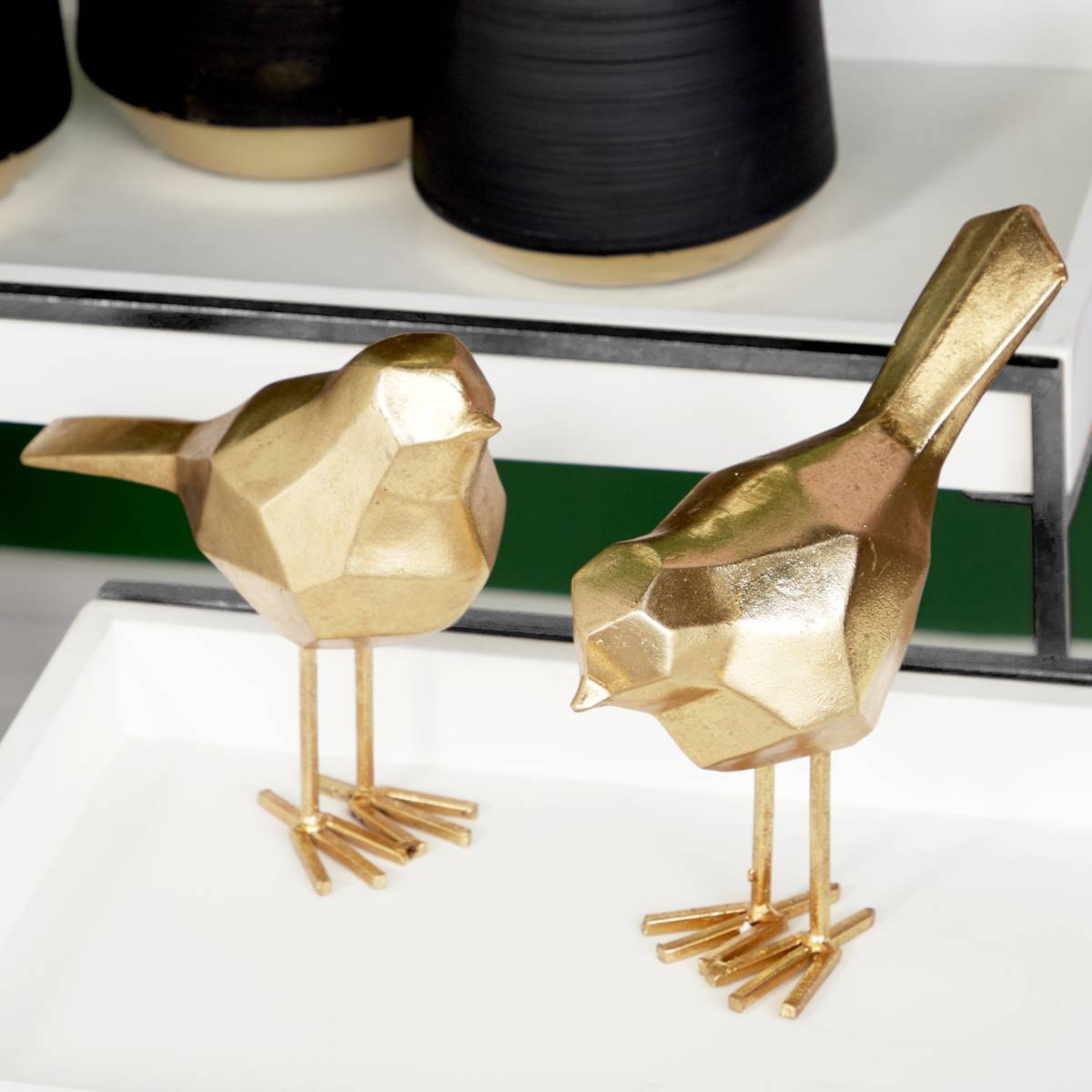 Set Of 2 9th & Pike(R) Modern Gold Bird Figurines Table Decor