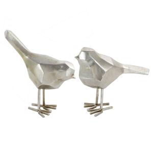 9th & Pike(R) Large Silver Bird Figurines Table Decor - Set of 2
