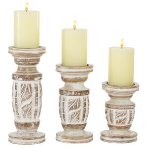 9th & Pike(R) Farmhouse-Style Wooden Candle Holders - Set of 3