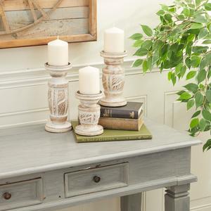 9th & Pike(R) Farmhouse-Style Wooden Candle Holders - Set of 3 alternate view