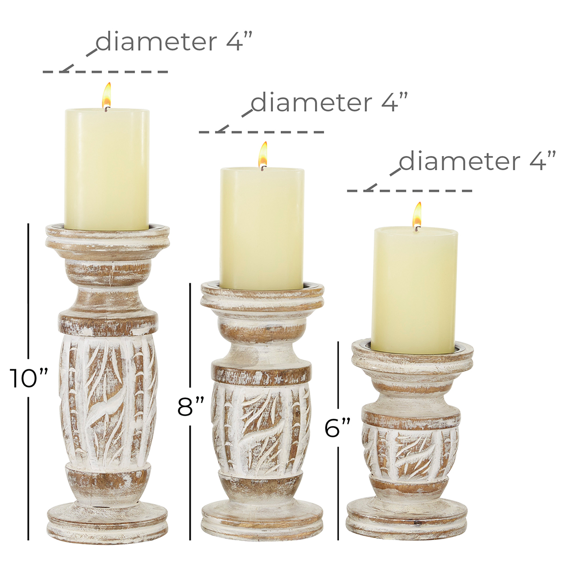 9th & Pike(R) Farmhouse-Style Wooden Candle Holders - Set Of 3