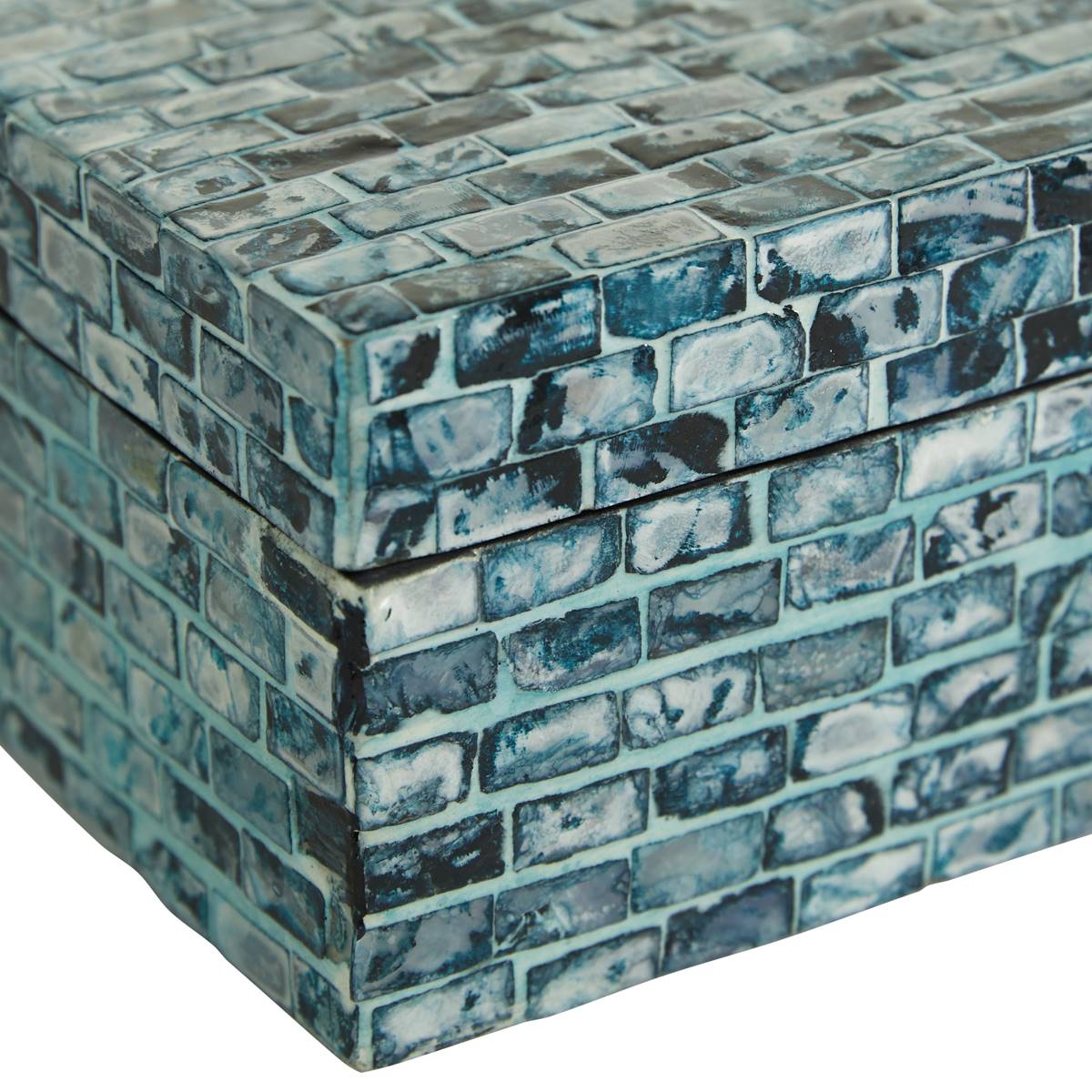 9th & Pike(R) Blue Shell Mosaic Wood Storage Boxes - Set Of 2