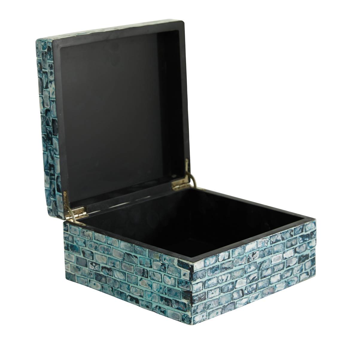 9th & Pike(R) Blue Shell Mosaic Wood Storage Boxes - Set Of 2