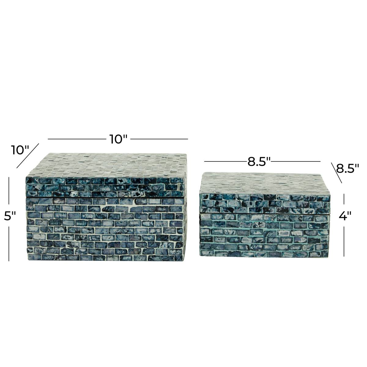 9th & Pike(R) Blue Shell Mosaic Wood Storage Boxes - Set Of 2