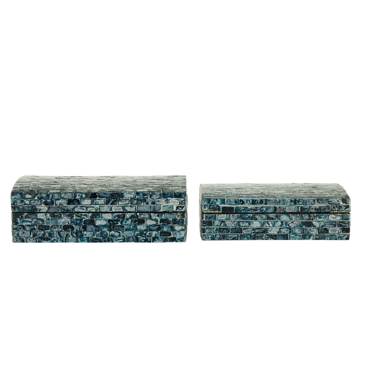 9th & Pike(R) Shell Mosaic Patterned Wood Boxes - Set Of 2