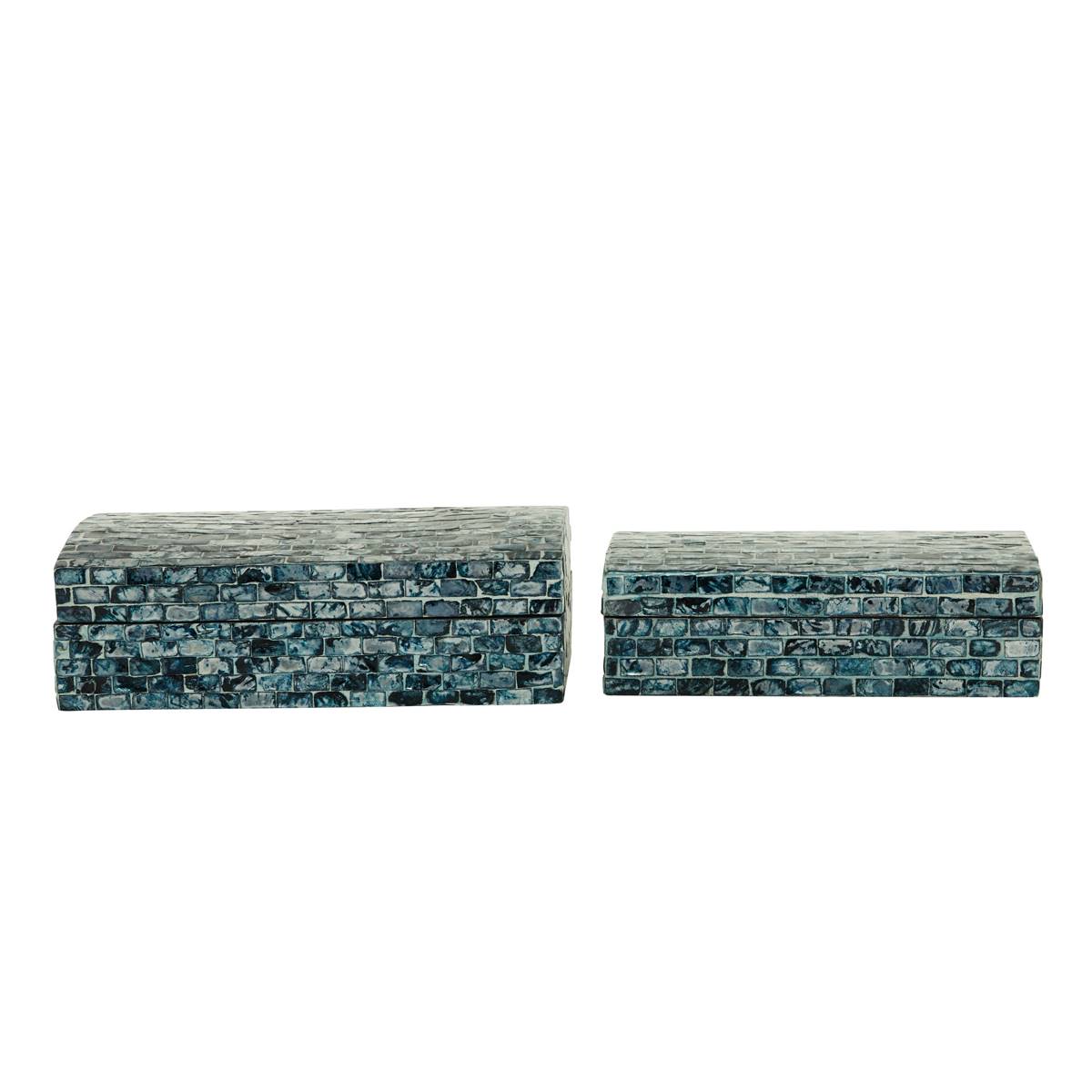 9th & Pike(R) Shell Mosaic Patterned Wood Boxes - Set Of 2