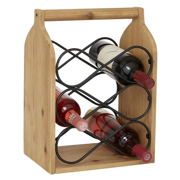 9th & Pike(R) Wood and Metal Wine Holder