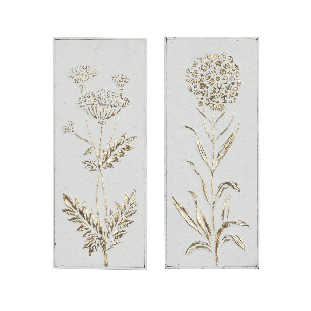 9th & Pike(R) Rectangular Floral Metal Wall Decor - Set Of 2