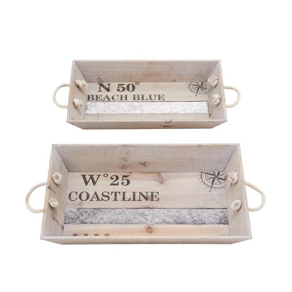 9th & Pike(R) Small Rectangular Nautical Tray - Set of 2