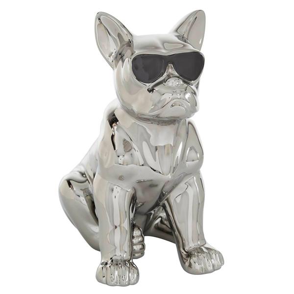 9th & Pike(R) Silver Ceramic Dog Sculpture