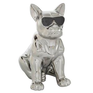 9th & Pike(R) Silver Ceramic Dog Sculpture