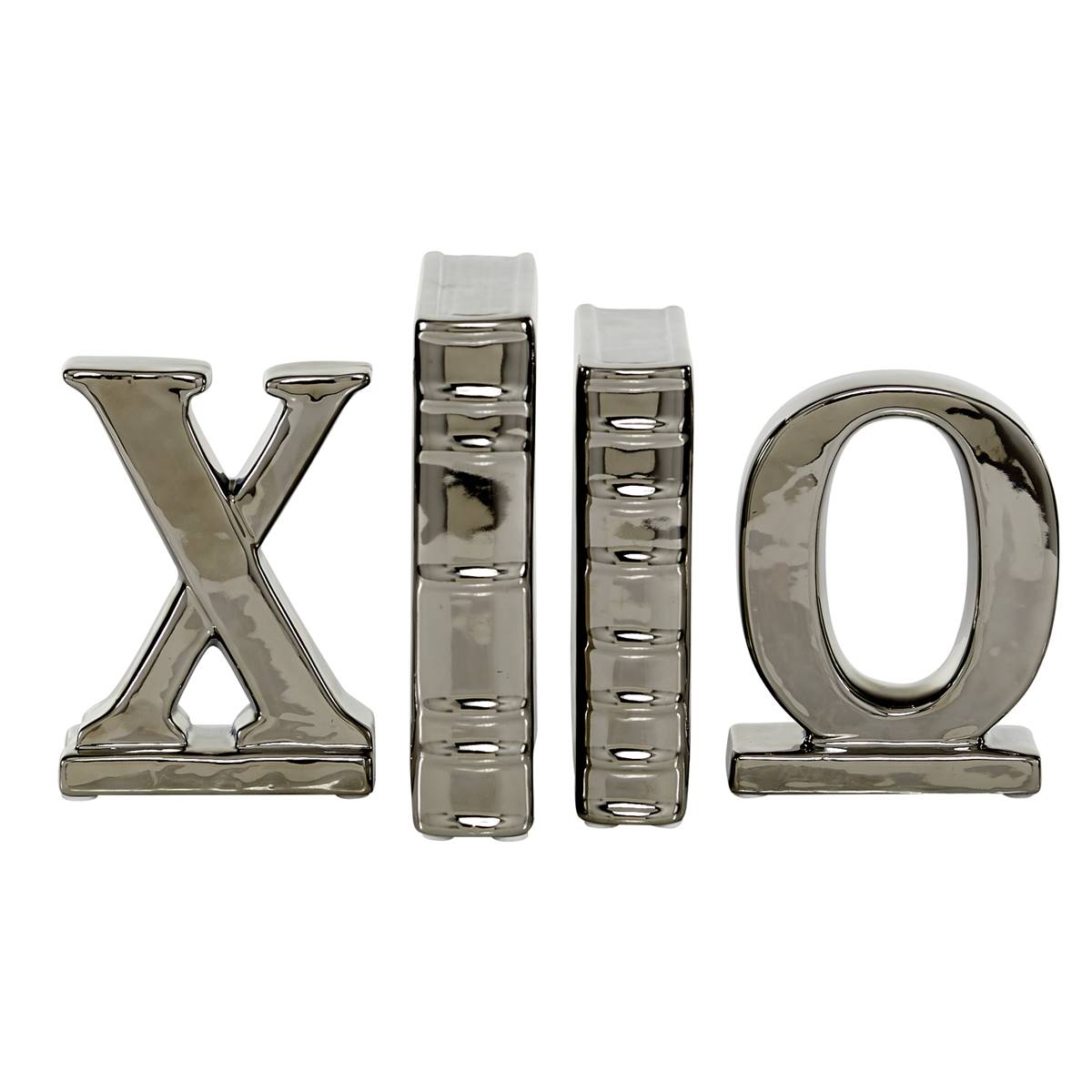 9th & Pike(R) Silver Ceramic Bookend Sculptures - Set Of 4